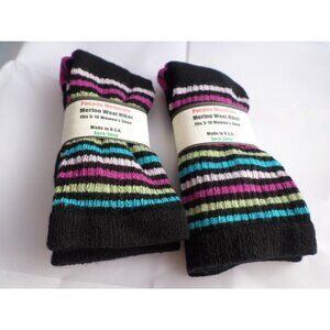 2 Pair Pocono 82%  Merino Wool Hiker Women Socks USA Shoe 5-10 Pink toe